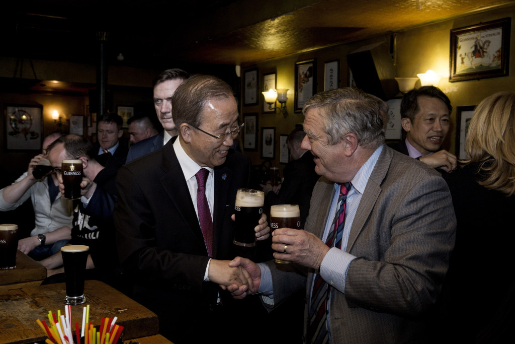 UN Secretary General Ban Ki-moon Enjoys a Post-Address Tipple with C.F. IRL CEO Michael Kiely - Photo Credit: Evan Schneider