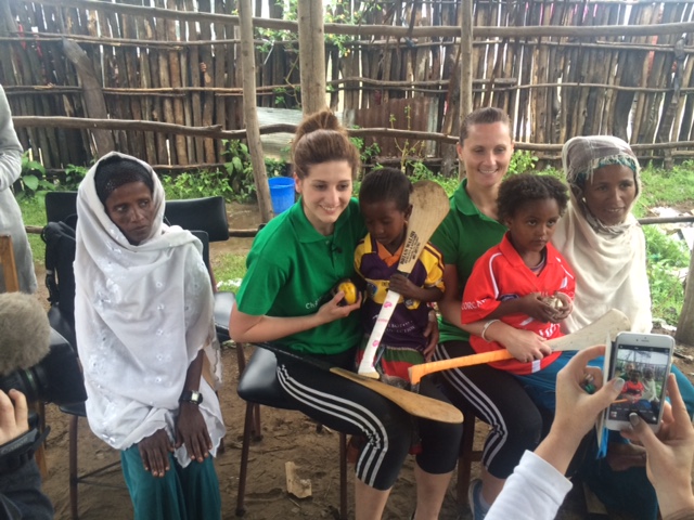 Aoife & Mags with sponsor children and their carers, Ropi, Siraro District, Ethiopia
