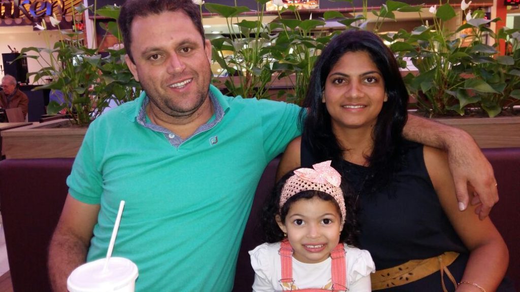 Lidiane from Brazil with her husband, Marcelo, and 4-year-old daughter Emily.